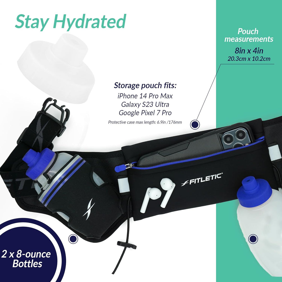 Fitletic Hydra 16oz Laufgürtel S/M Schwarz / Blau, S/M Schwarz / Blau