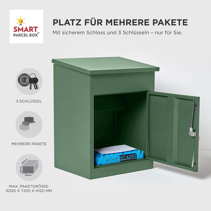 SMART PARCEL BOX Paketbox, Paketbriefkasten Wandmontage, Briefkasten mit Paketfach, Postbox für Pake