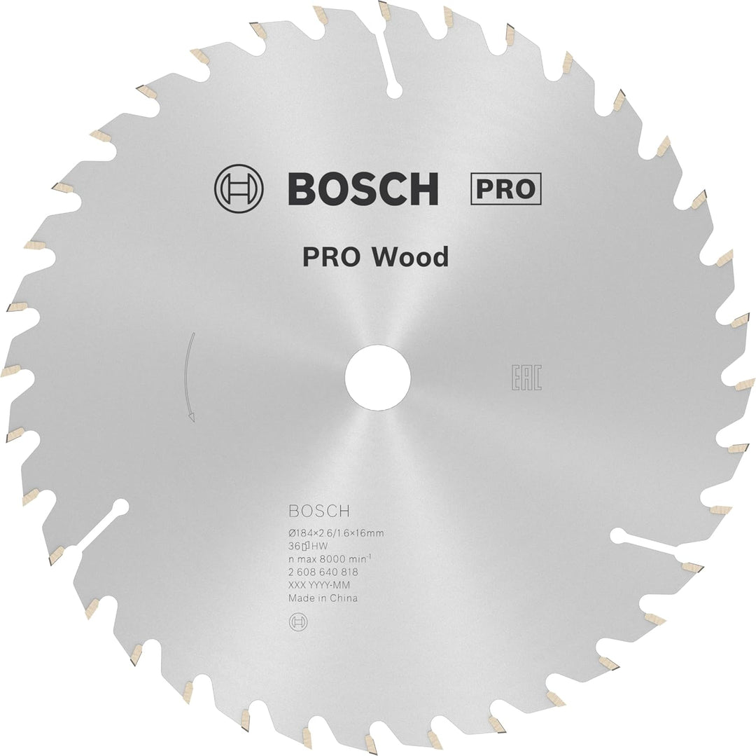 Bosch Professional Kreissägeblatt Optiline Wood (für Holz, 184 x 16 x 2,6 mm, 36 Zähne, Zubehör Krei