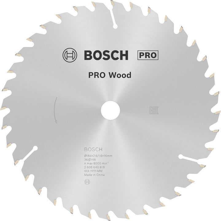 Bosch Professional Kreissägeblatt Optiline Wood (für Holz, 184 x 16 x 2,6 mm, 36 Zähne, Zubehör Krei