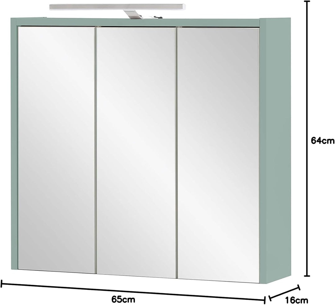 Schildmeyer Carlos Spiegelschrank, Holzwerkstoff, Pistazie, 65 cm Pistazie 65 cm, Pistazie 65 cm