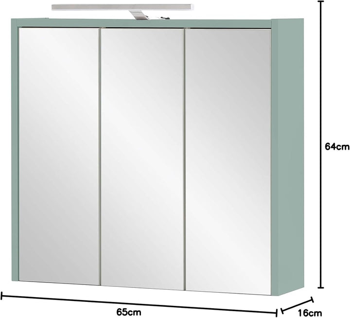 Schildmeyer Carlos Spiegelschrank, Holzwerkstoff, Pistazie, 65 cm Pistazie 65 cm, Pistazie 65 cm