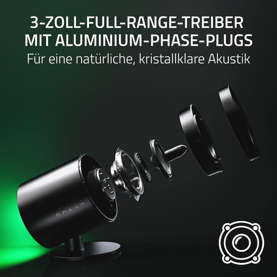 Razer Nommo V2 Pro - Full-Range-2.1-Gaming-Lautsprecher für PC mit kabellosem Subwoofer (3-Zoll-Full