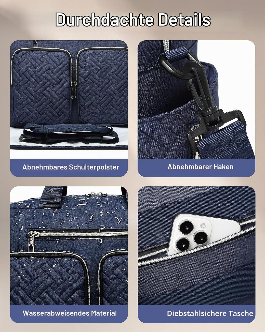 KONO Baby-Wickeltasche, stilvoll, für Mama und Papa, wandelbare Reisetasche mit isolierten Taschen G