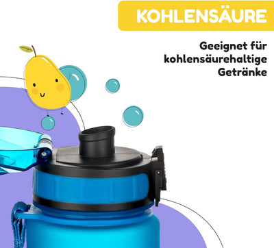 schmatzfatz Trinkflasche Kinder Auslaufsicher 0,5L, Sport Trinkflasche Schule zum Wandern & Fitnesss