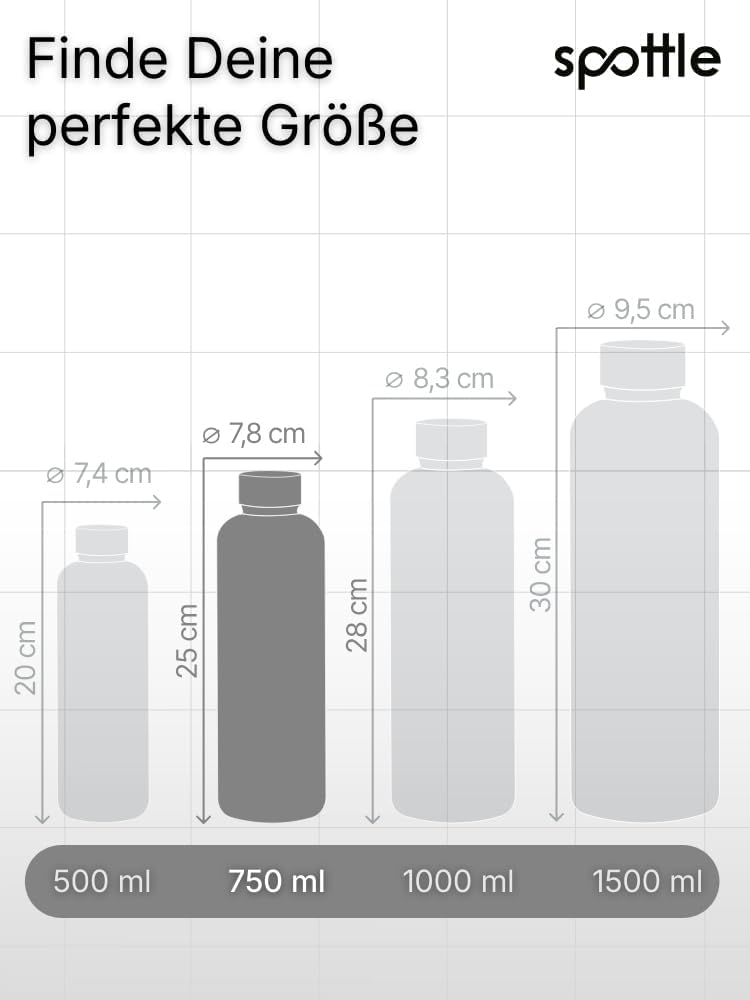 spottle Edelstahl Trinkflasche 750ml – Thermosflasche aus Metall, doppelwandig, vakuumisoliert, Kohl