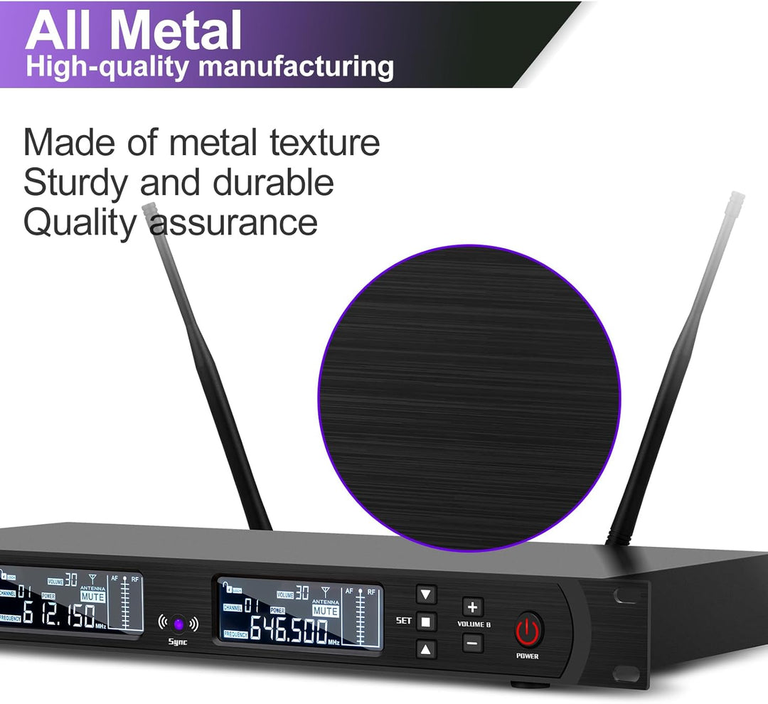Depusheng DR666 Professionelles drahtloses Karaoke Mikrofon doppeltes drahtloses Handmikrofon Metall