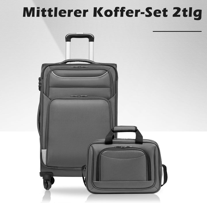 COOLIFE Koffer Trolley Koffer Reisekoffer von 4 Rollen Stoffkoffer Handgepäck TSA-Schloss Der Koffer