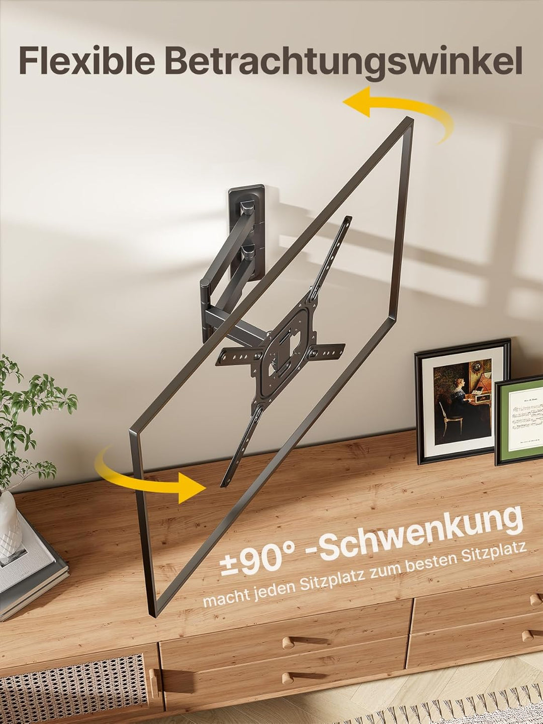monTEK TV Wandhalterung für 23-65 Zoll Flach &amp; Curved Monitor bis zu 35kg, Schwenkbare und Neigbare