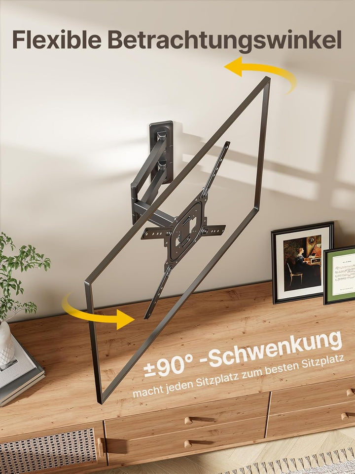 monTEK TV Wandhalterung für 23-65 Zoll Flach &amp; Curved Monitor bis zu 35kg, Schwenkbare und Neigbare