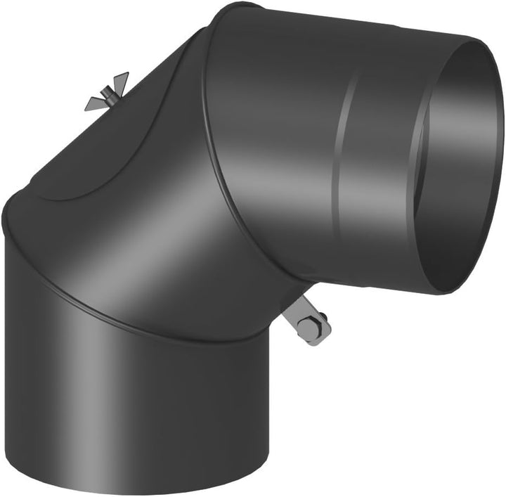 Ofenrohr Winkel drehbar 0-90° 3-teilig mit Tür „Basic“ für Kaminrohe/Raurohre/Ofenrohre mit Ø 120mm