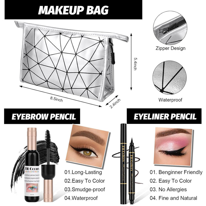 Professionelles All-in-One-Make-up-Set, Fenshine Kosmetik-Make-up-Starter-Set mit Aufbewahrungstasch