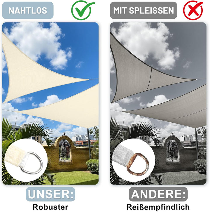 LOVE STORY Sonnensegel 2x4m mit Befestigung Set Rechteckige Creme Sonnenschutz HDPE-Stoff, Atmungsak