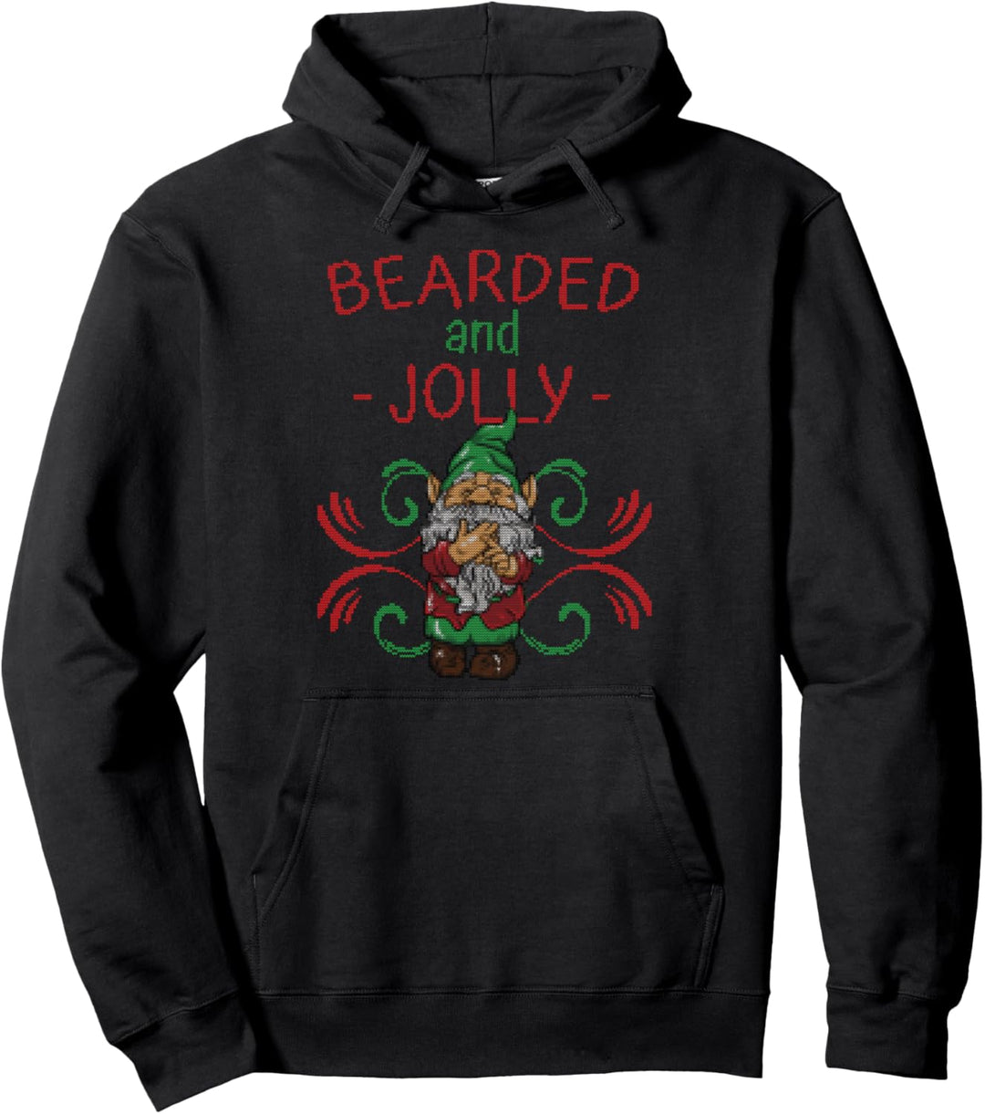 Bärtige Weihnachtselfe Pullover Hoodie