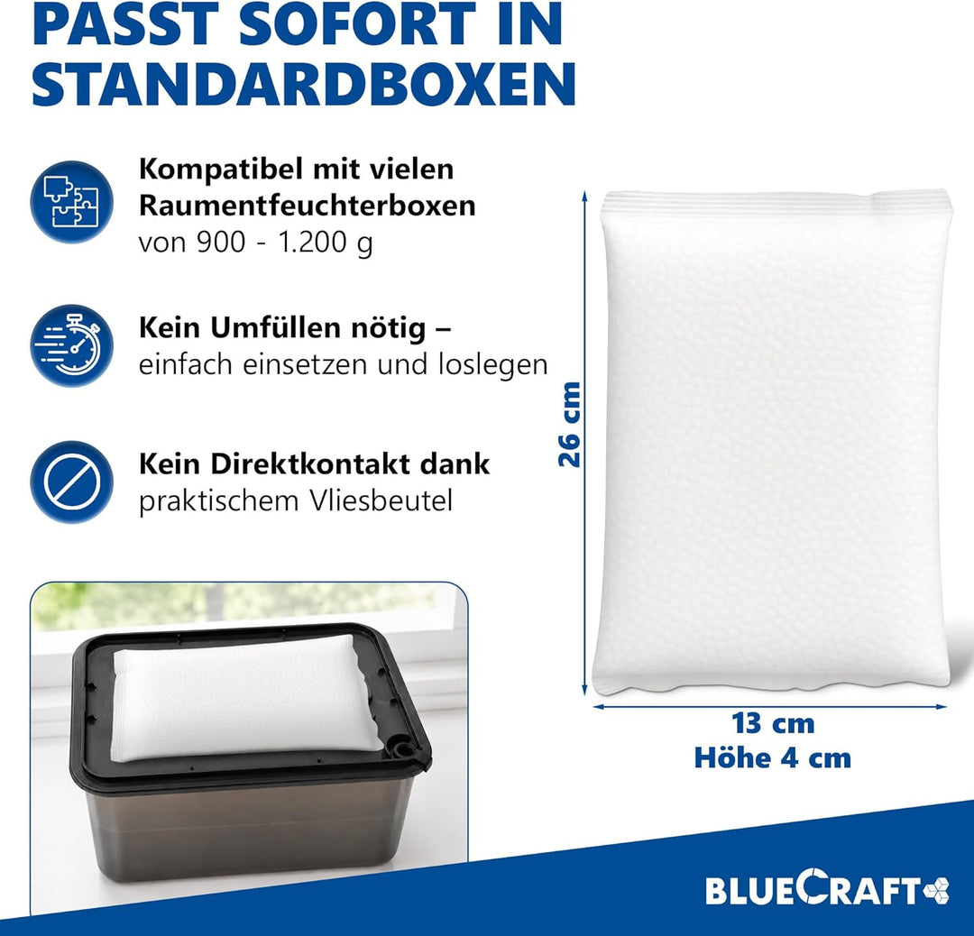 Bluecraft - 10x 1kg Luft-Entfeuchter Granulat Nachfüllpack im Vliesbeutel Raumentfeuchter ohne Strom