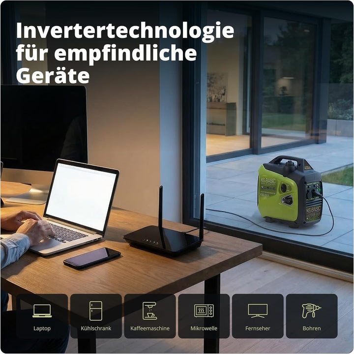 Inverter-Generator KSB 22i S Stromerzeuger 2000 W, elektronische Umwandlung ,leiser leichter Benzing