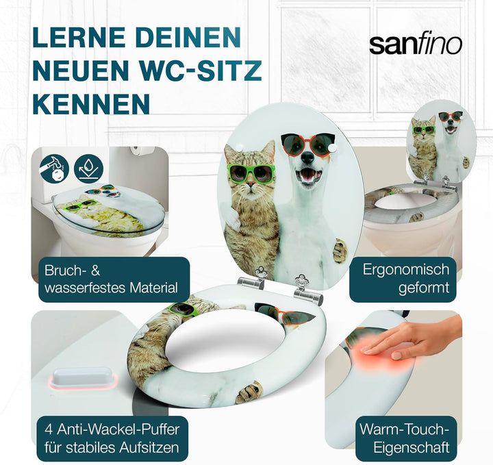 Premium WC Sitz mit Absenkautomatik – hochwertige Toilettendeckel aus Holz, viele bunte Motive, hohe