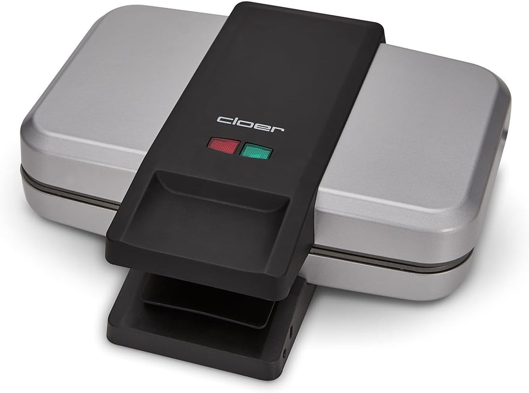Cloer 6259 Sandwichmaker, 900 W für 2 diagonal geteilte Toasts, American Toasts, XXL Füllungen Silbe