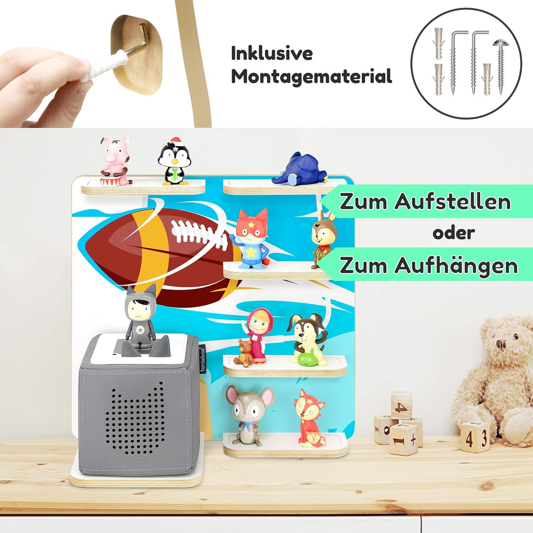 stadtecken Holzregal für Musikbox – Passend für Toniebox & ca. 30 Tonies | Perfekte Aufbewahrung für