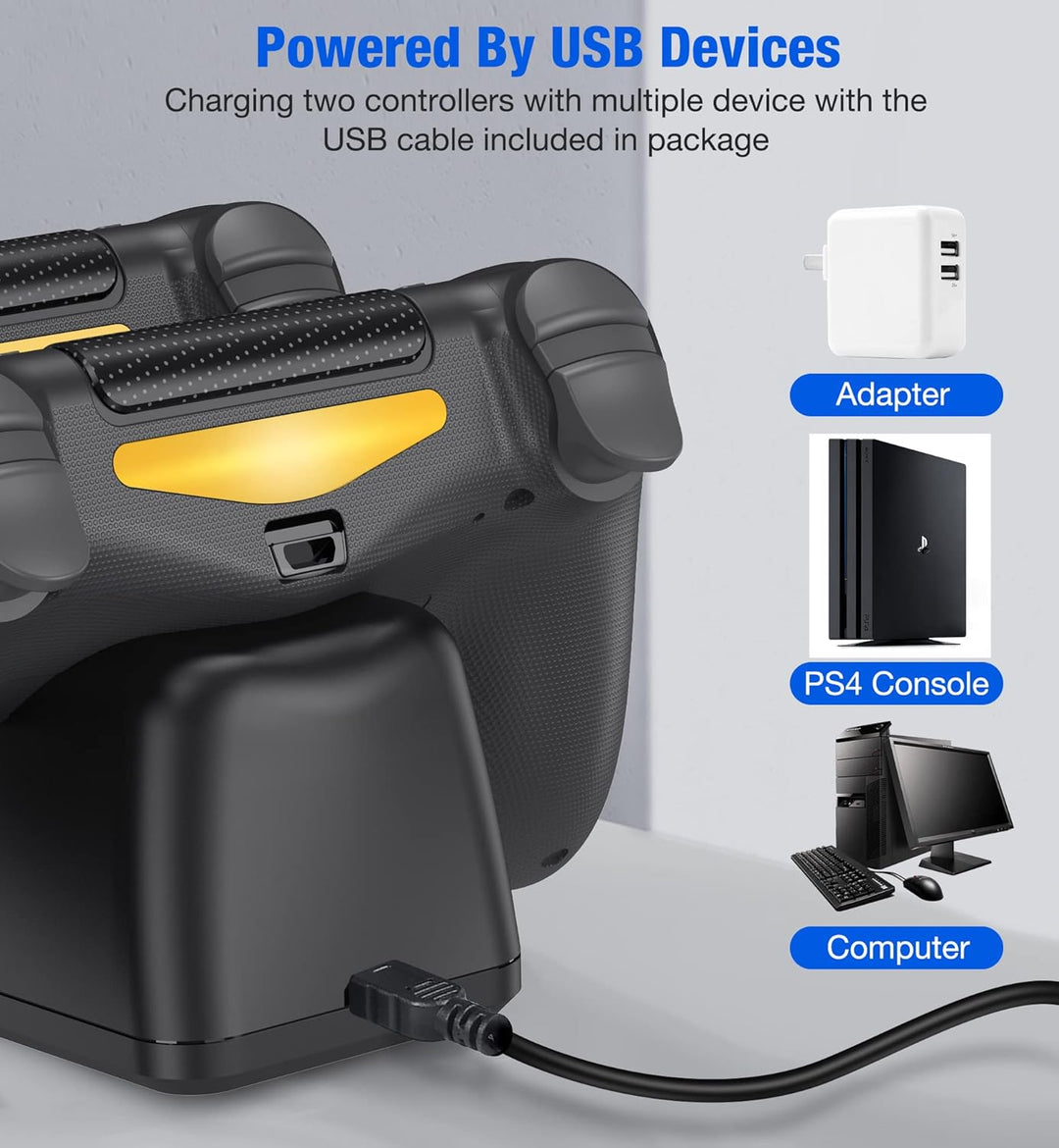 PS4-Controller-Ladestation mit Ladekabel, 1,8 Stunden Schnellladefunktion, PS4-Controller-Ladestatio