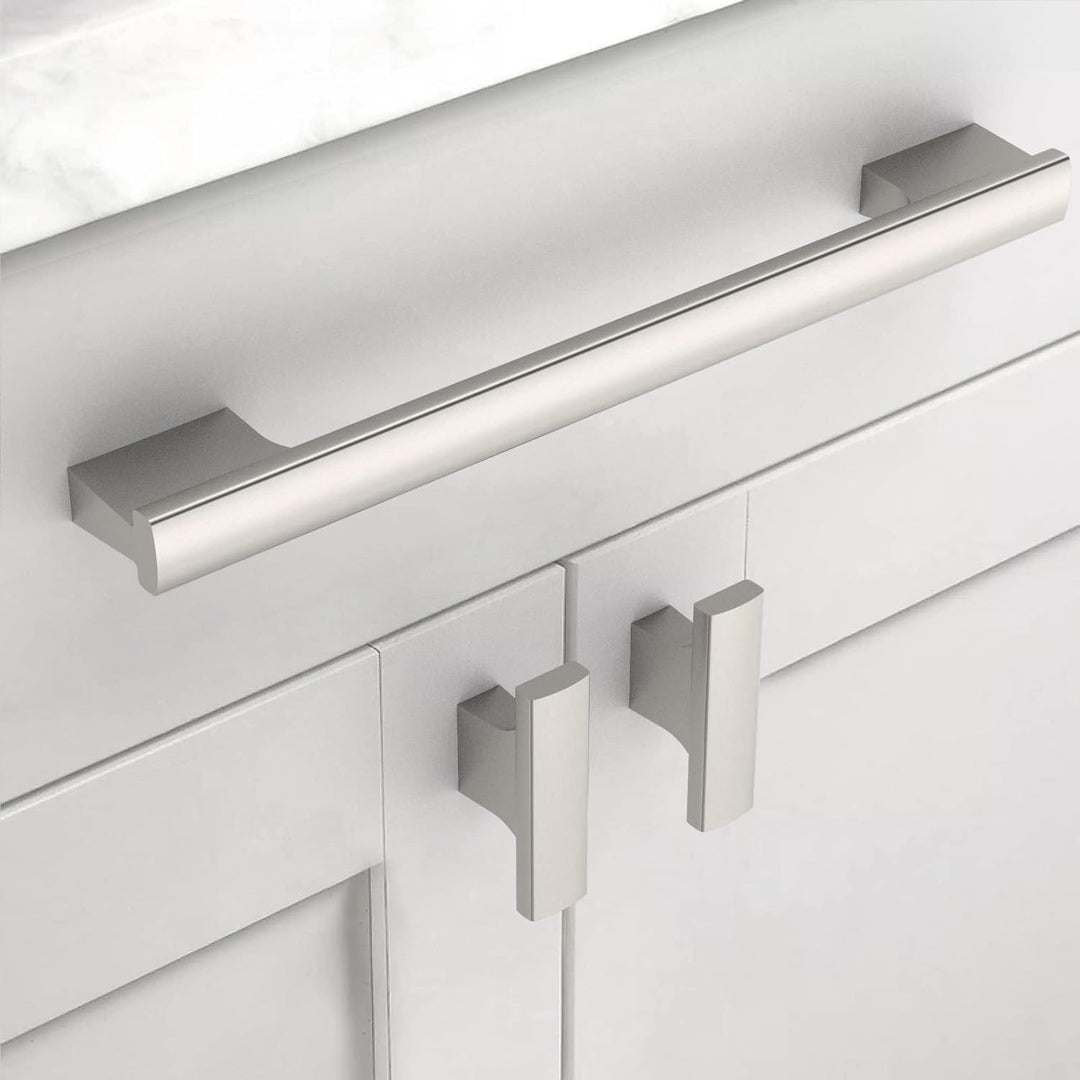 Amerdeco 10 Stück Möbelgriffe Gebürsteter Nickel 192mm Lochabstand Schubladen Griffe für Küchenschrä