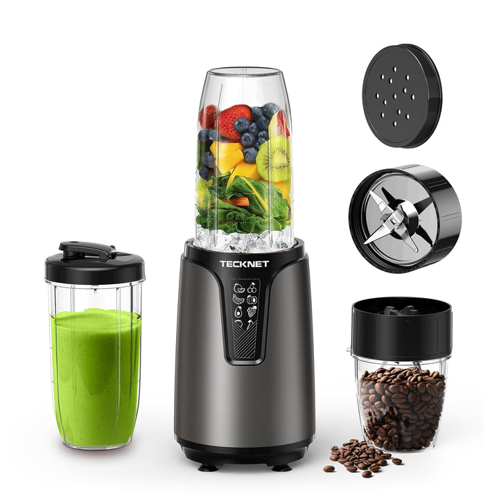 TECKNET 1000W Smoothie Maker, Smoothie Mixer mit 2 BPA-freie Becher (500ml&amp;150ml), Standmixer Klein