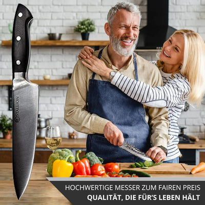 Stallion Professional Koch Messerset mit Tasche - 6 tlg. Profi Messerset mit Messertasche für Köche