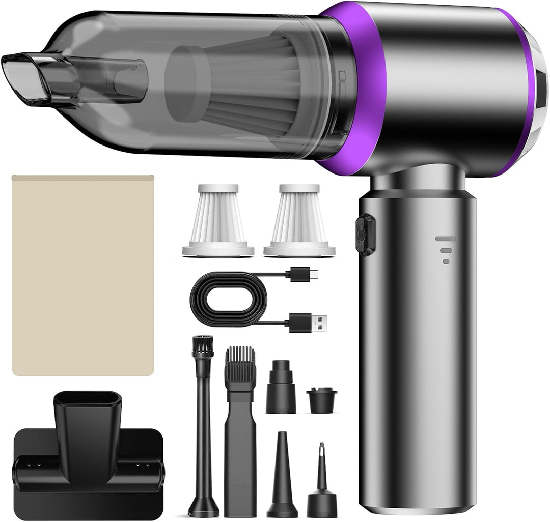 Handstaubsauger, 26000Pa Mini Akku Staubsauger Kabellos 4-In-1 Autostaubsauger 6000mAh 3-Gang Elektr