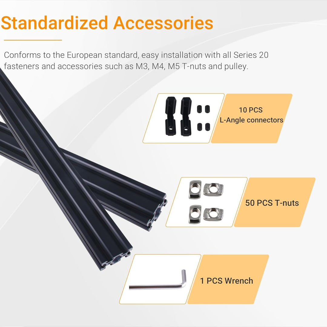 CNCYEAH 10 Stück 2040 Aluminiumprofil Extrusions 1220mm Nut 6.2 V-Typ Europäischer Standard Eloxiert