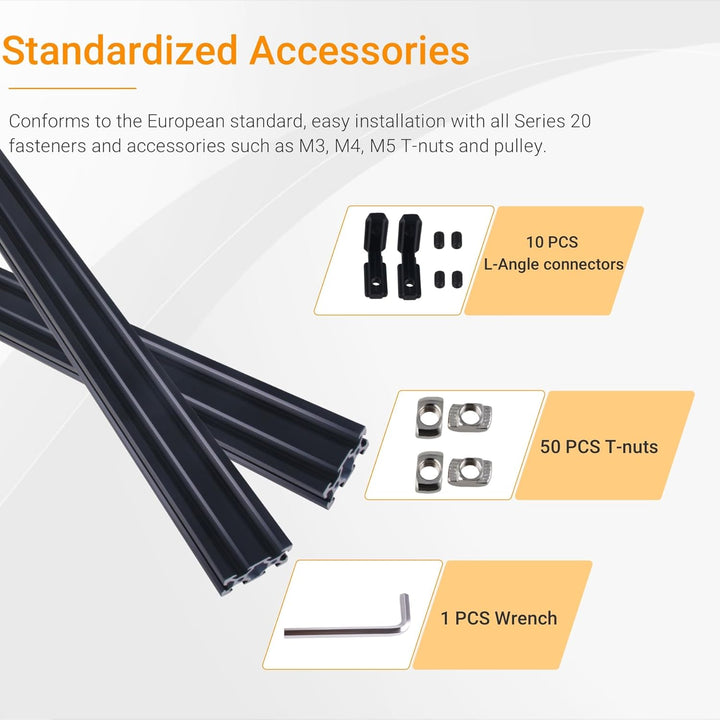 CNCYEAH 10 Stück 2040 Aluminiumprofil Extrusions 1220mm Nut 6.2 V-Typ Europäischer Standard Eloxiert
