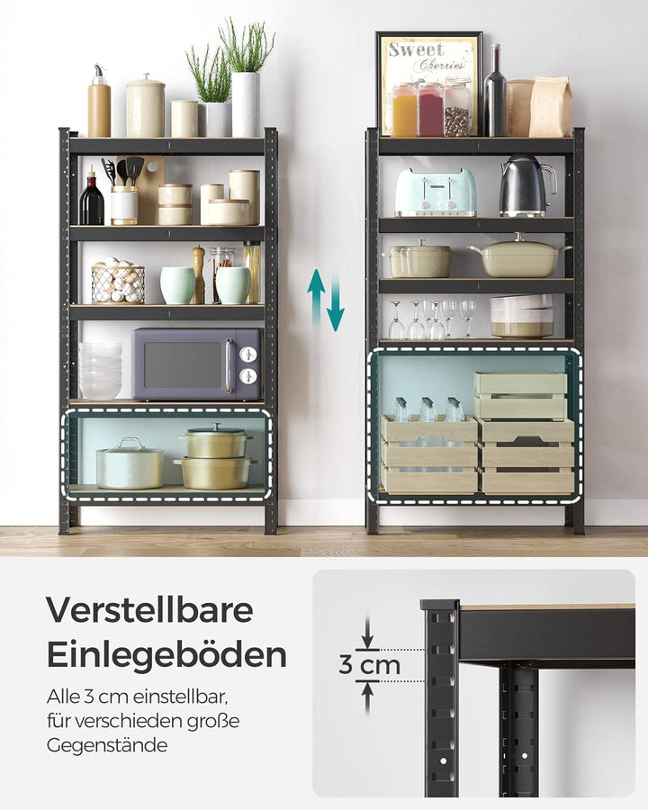 SONGMICS Schwerlastregal, 2er Set, Kellerregal, Lagerregal, 30 x 75 x 150 cm, Regal mit Stahlgestell