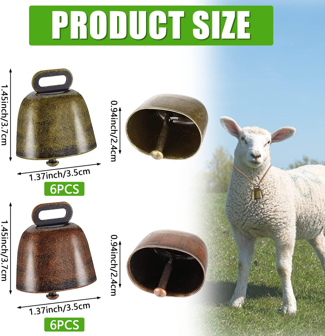cersaty® 12 STK Ziegenglocke Kuhglocken Klein, Vintage kuhglocke,35 x 37 mm Glöckchen zum Basteln,fü