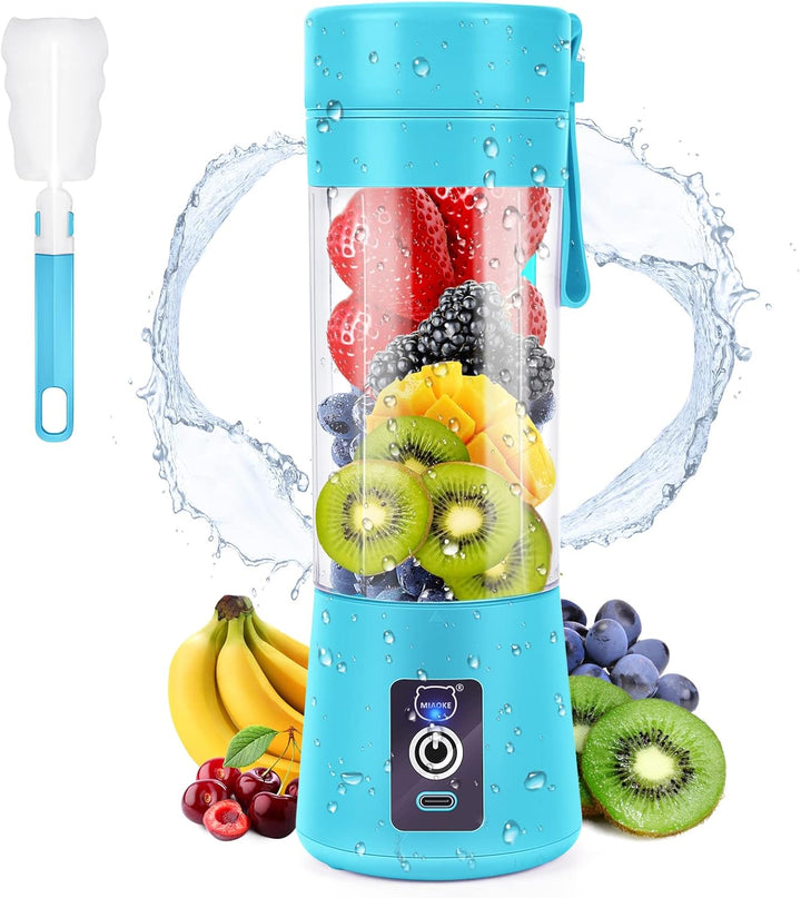 Miaoke tragbarer Mixer, persönlicher Mini-Saftmixer mit sechs Klingen in 3D, über USB aufladbar, Ent