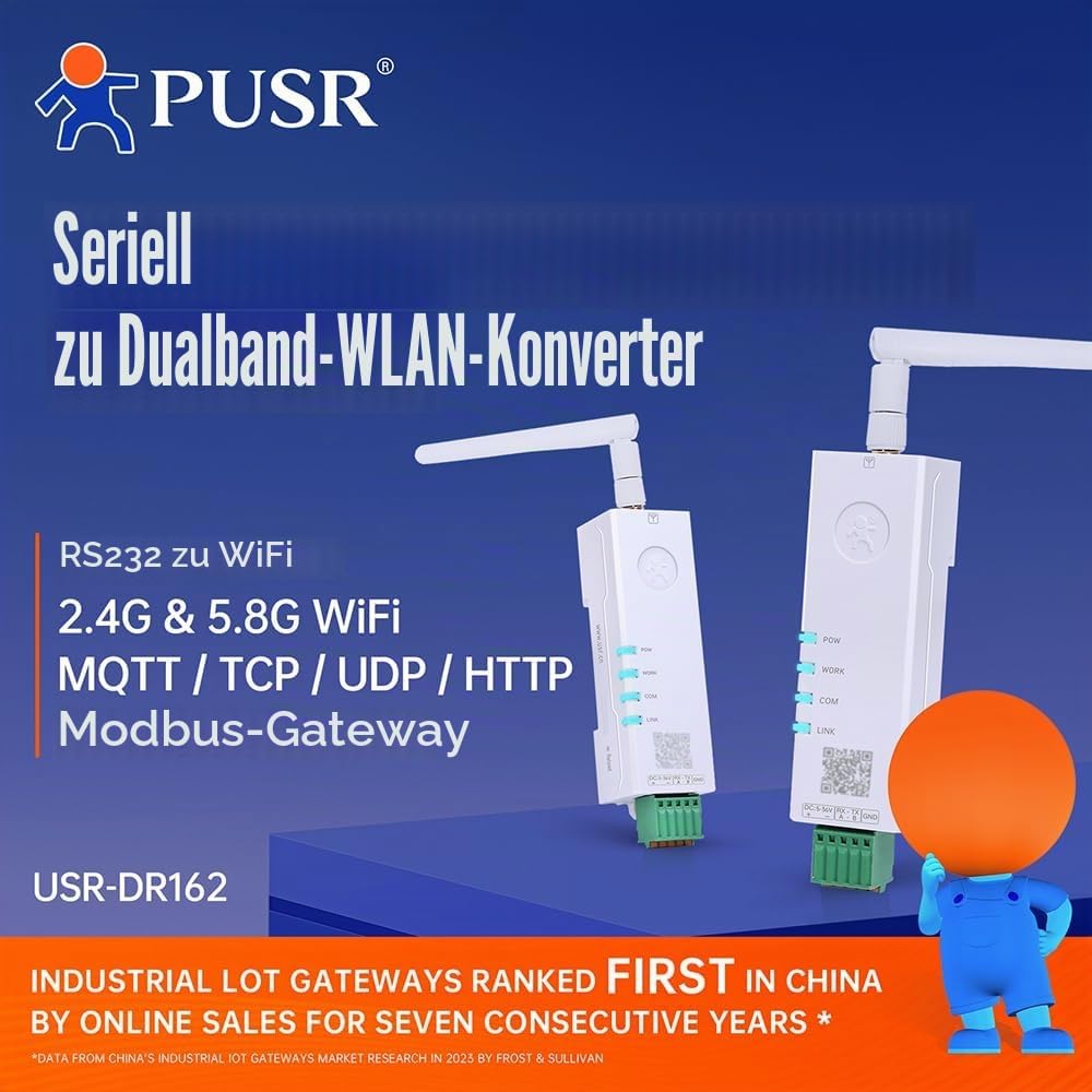 Seriell zu Dual Band WiFi RS232 zu WiFi Konverter Modbus Gateway with MQTT IEEE802.11 a/b/g/n USR-16