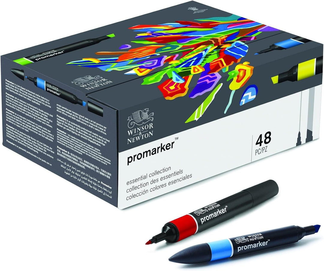 Winsor 290067 & Newton ProMarker Box mit 48 essentiellen Dual-Tip-Markern in verschiedenen Farben Pr