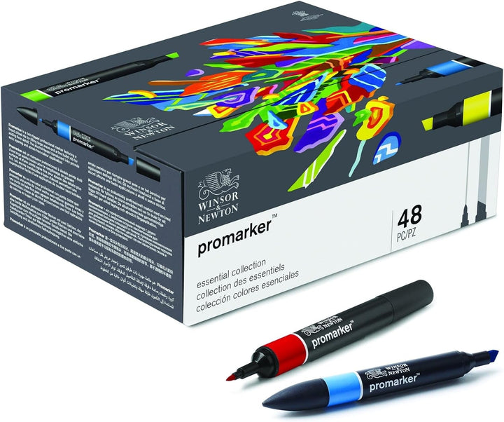 Winsor 290067 & Newton ProMarker Box mit 48 essentiellen Dual-Tip-Markern in verschiedenen Farben Pr