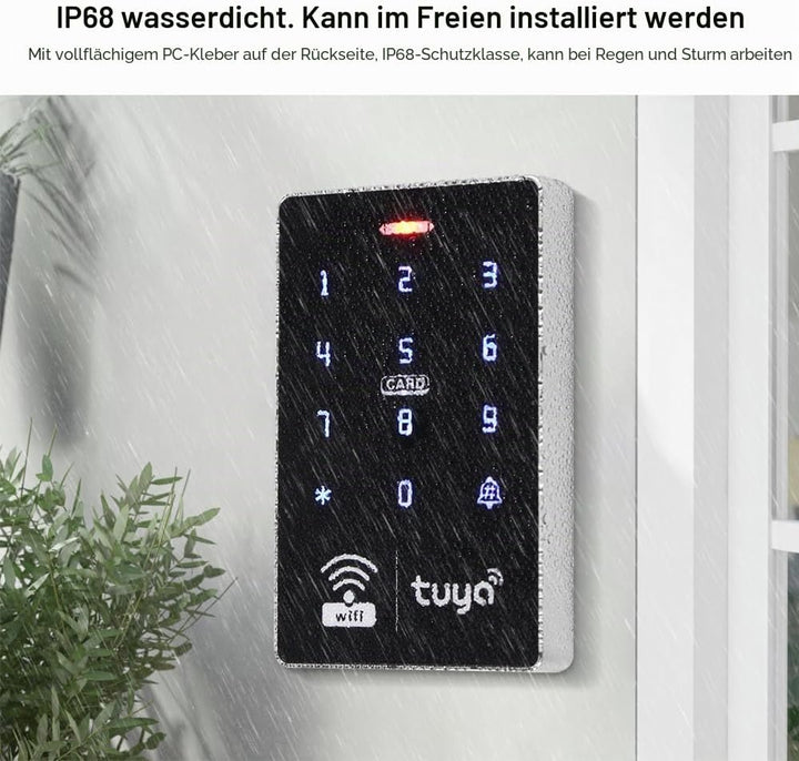 FUSYTULY WiFi Tuya RFID-Zugangskontrolltastatur IP68 wasserdicht, Dual-Frequenz 125 kHz / 13,56 MHz