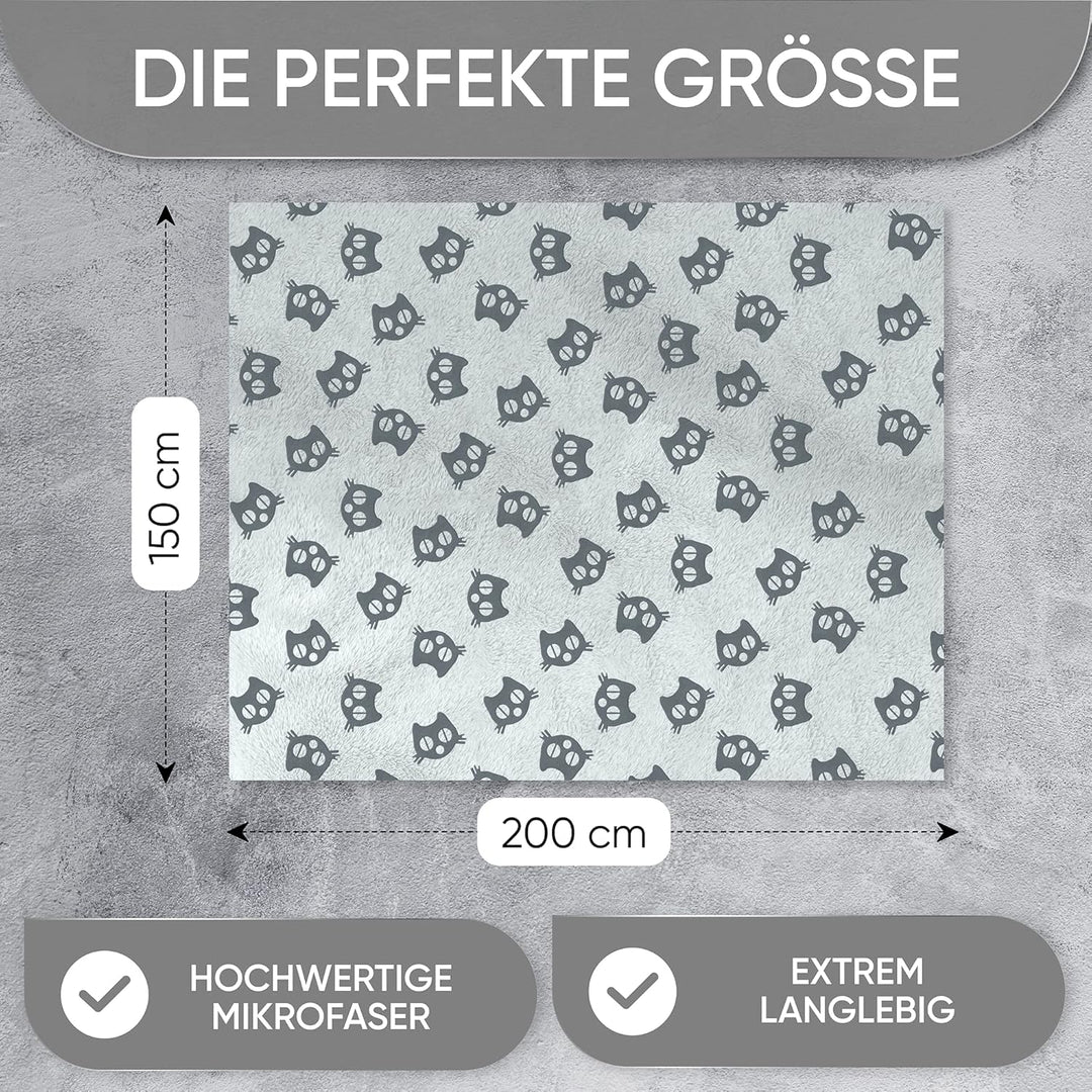 Kuscheldecke Katzenkopf 3D-Effekt 150x200 Moderne Wohndecke flauschig weiche Sofadecke Design 2, Des