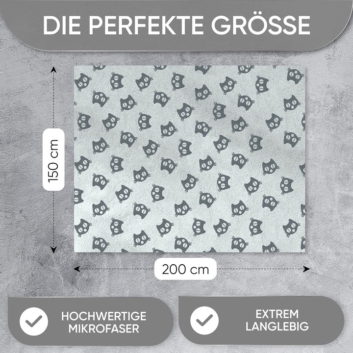 Kuscheldecke Katzenkopf 3D-Effekt 150x200 Moderne Wohndecke flauschig weiche Sofadecke Design 2, Des