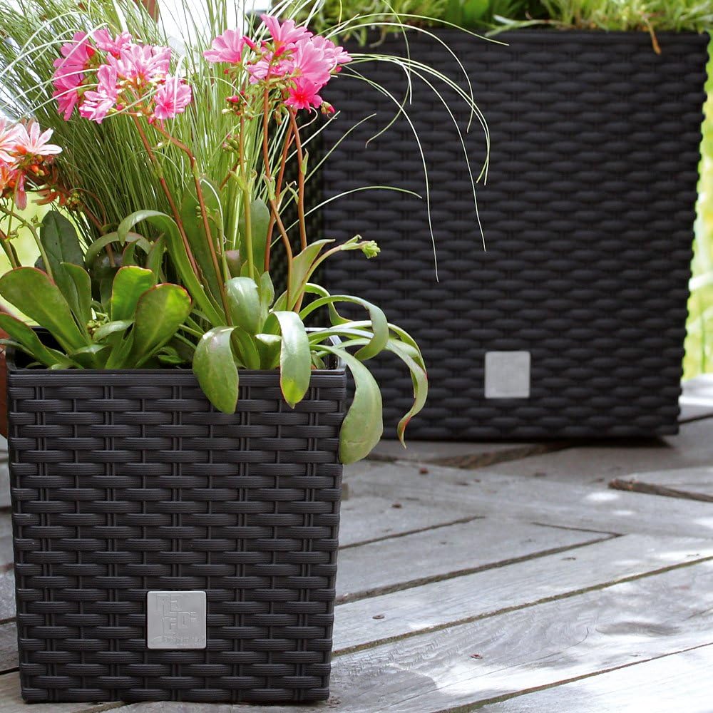 Deuba Blumentopf 2er Set 35L Innentopf Mit Griffen Wetterfest Rattan Innen- Aussenbereich Übertopf P
