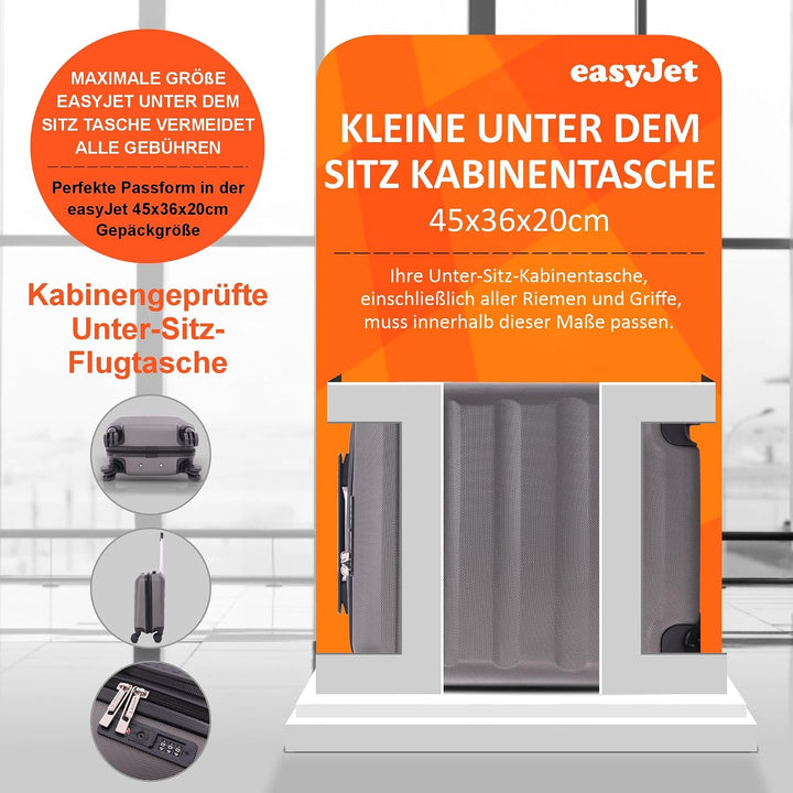 Aerolite 45x36x20cm easyJet Maximale Koffer ABS Leichter Hartschale Kabinentrolley Untersitz Trolley