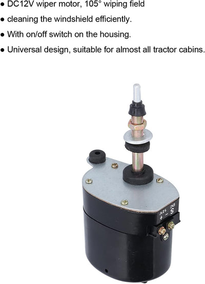 12V Scheibenwischermotor, Wischermotor Traktor DC 12V Scheibenwischermotor aus Metall 105° Wischfeld