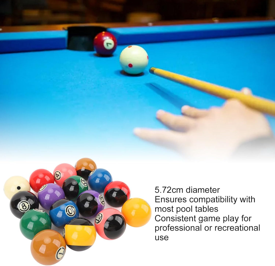 Billardkugeln Set, 16 Stück Billiard Kugel Set 5,72 cm Durchmesser Professionelles Harz Billardkugel