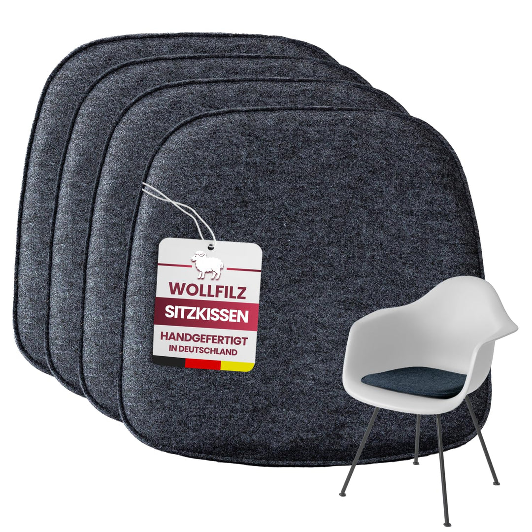 Sitzkissen Filz Eckig aus Wollfilz - Made in Germany - Stuhlkissen mit Wolle für EIN angenehmes Sitz
