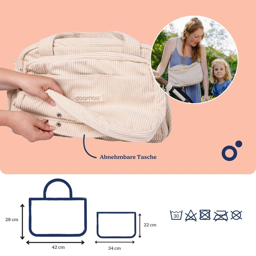 doomoo Wickeltasche Fluffy - 24l Kapazität, Abnehmbare Tasche, inkl. 8 Baby-Zubehörteile darunter Wi