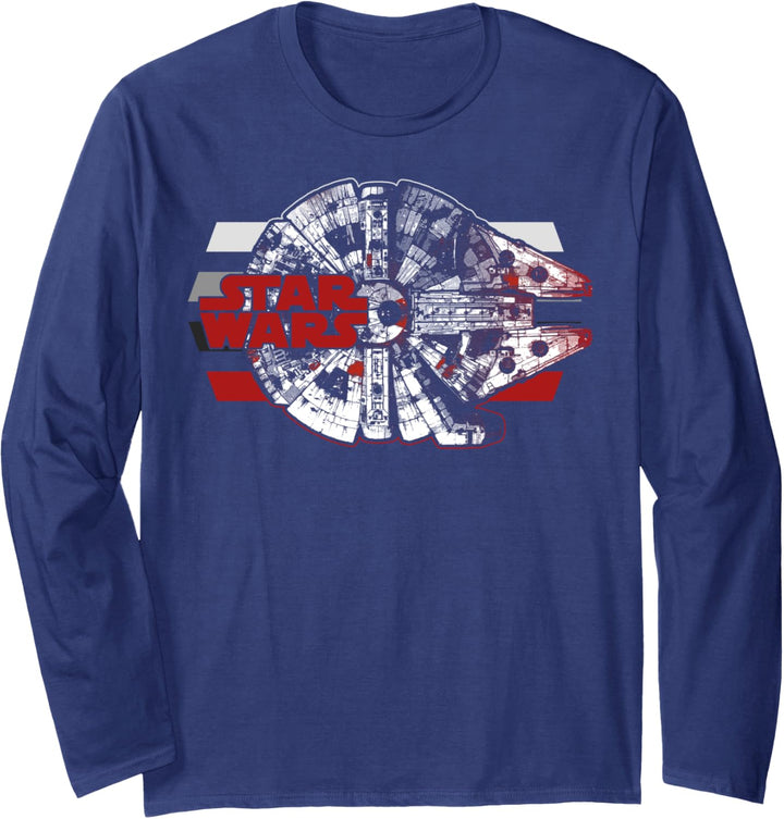 Star Wars Last Jedi Millennium Falcon Red & White Langarmshirt