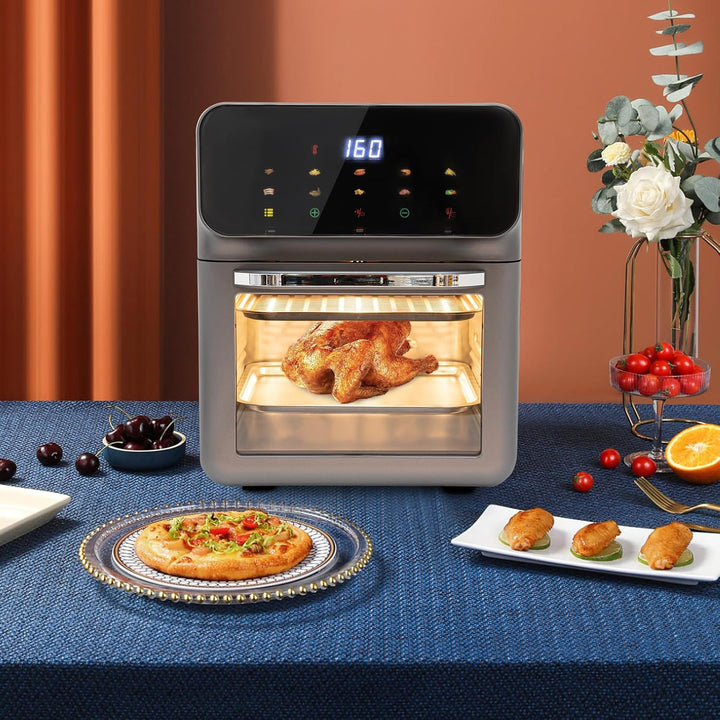 Elektrobackofen, 1350W Elektrobackofen LCD Touchscreen Minibackofen Auftauen und Grillen, Toaster Gr
