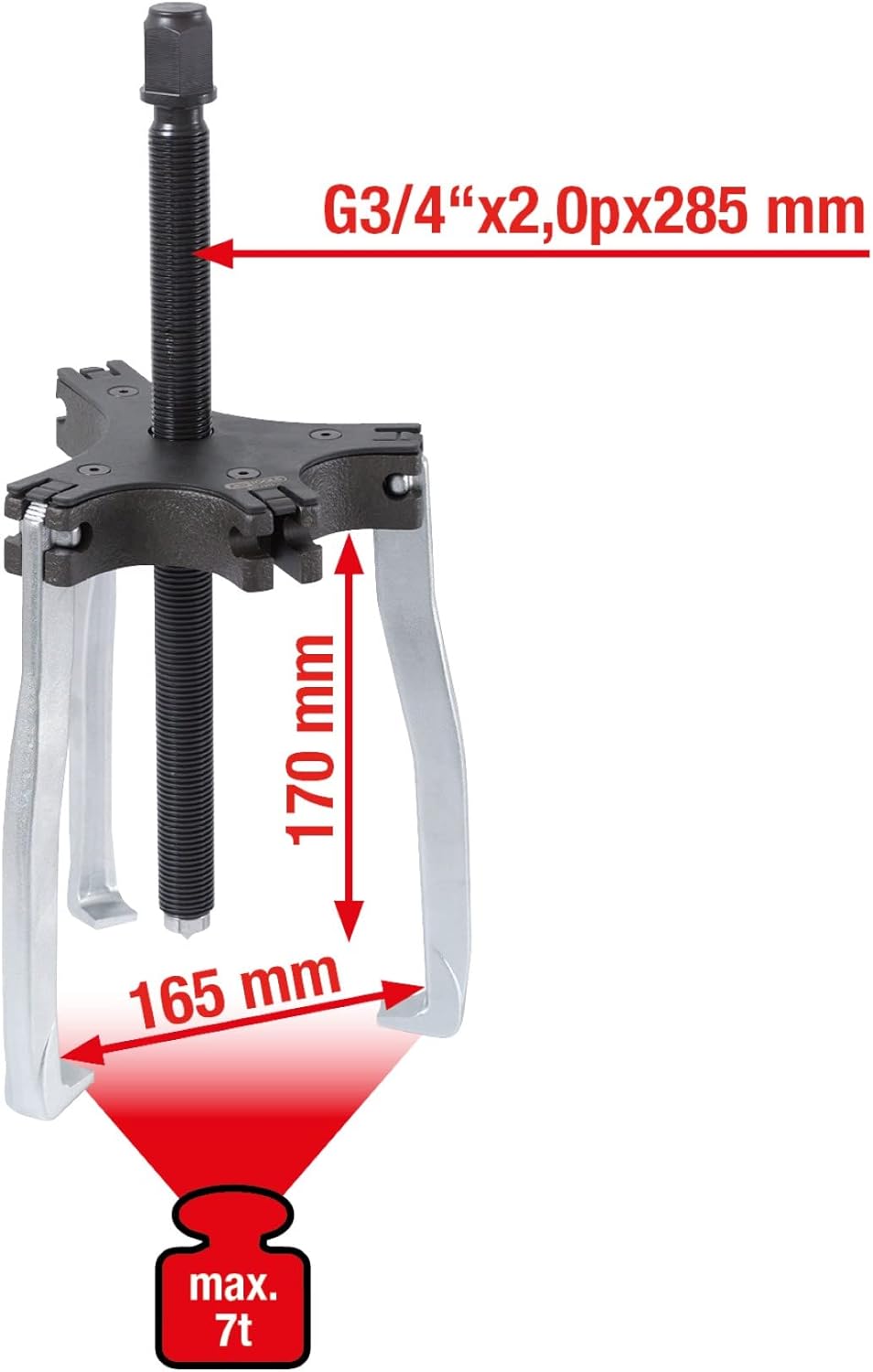 KS Tools 640.4205 Universal-Abzieher 2+3-armig 165mm, Gr.3, 7t