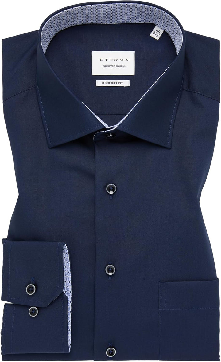 ETERNA Langarm Hemd COMFORT FIT Popeline unifarben 47 Blau, 47 Blau