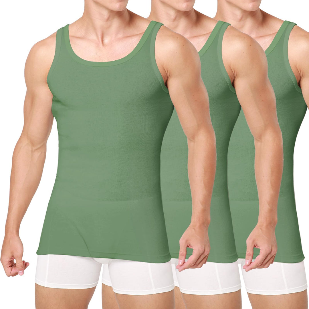 Unterhemd Herren 3/5er Pack Tank Top Baumwolle Männer Schwarz Weiss Mehrfarbig S 3x Armeegrün, S 3x